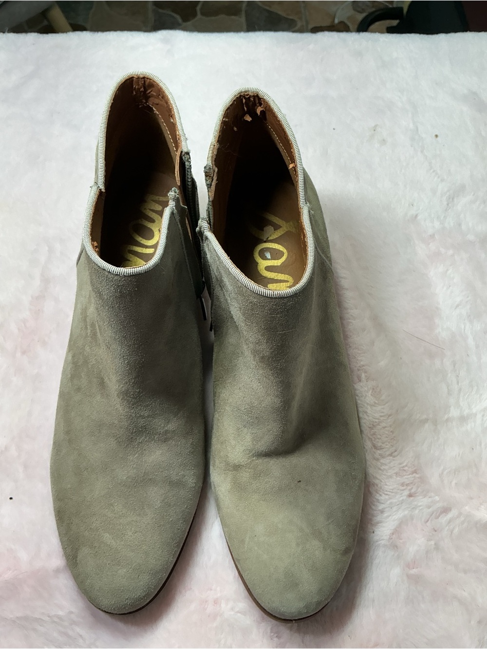 Women's Taupe Suede Ankle Booties - Classic Neutral Style b117